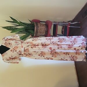 Baltic Born Uma Velvet Floral Cream Slit Maxi Dress Size XSmall